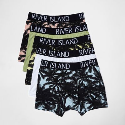 Blue palm print hipster boxers pack